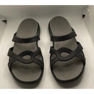 Crocs Meleen Twist Size 7 Black Comfort Slides Sandals Slip On Casual